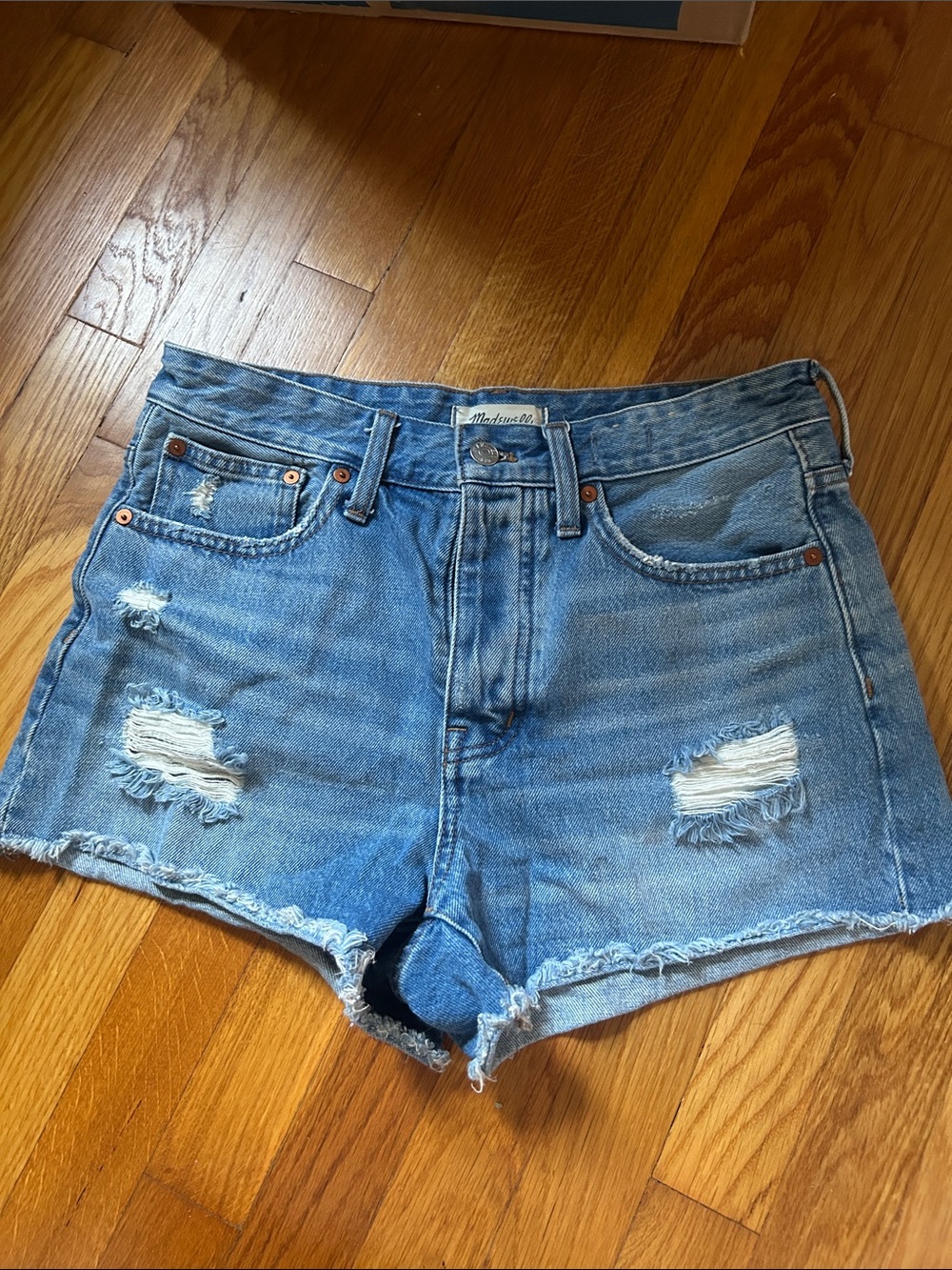 Madewell Light Blue Distressed Denim Cutoff Shorts